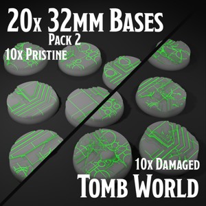 20 NECRON TOMB WORLD MINIATURE BASES - 32 MM - PACK 2 BUNDLE