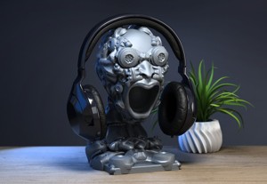 Robot Skull Headphone Stand Cyborg Headset Stand