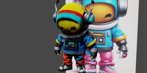  cartoon character of a robot with headphones and 