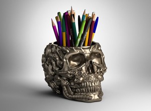 robot skull pen holder stuff holder