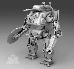 A robot with a cutting disc