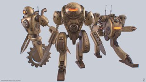 Steampunk mech collection