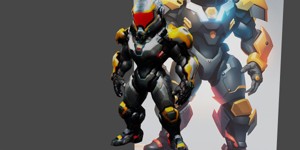 a robot with a helmet and a sword sigma male offic