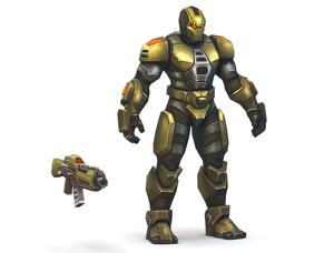 Cartoon Sci-Fi Cyborg male Drone Trooper Soldier