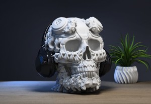 Robot Skull Headphone Stand  Cyborg Headset Stand