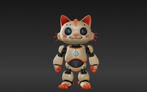 3D Model of Cute Robo Cat - Animated and Printable