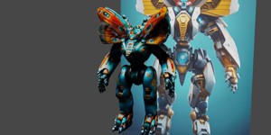 a robot with a butterfly like body smooth 3d illus