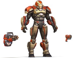 Cartoon Sci-Fi Cyborg Drone Heavy Machine Gunner