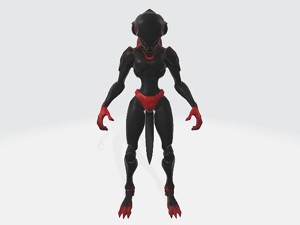 Red and black alien robot