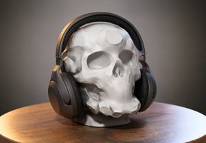 Robot Skull Headphone Stand  Cyborg Headset Stand