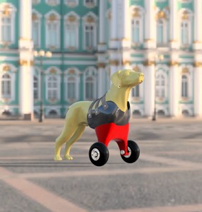 LOW COST FRONT LEGS PROSTHETIC TROLLEY FOR PET - PRÓTESIS CARRO PATAS DELANTERAS PARA MASCOTA DE BAJO COSTO