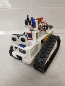 Self-propelled remote-controlled crawler platform with delta caterpillars.
