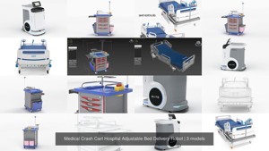 Medical Crash Cart Hospital Adjustable Bed Delivery Robot