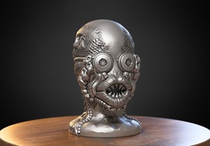 Skull robot dragon Headphone Stand Cyborg skull dragon