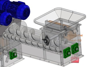 industrial 3D model Twin screw conveyor