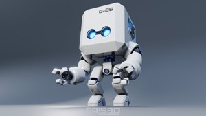 Cute Space Robot Rigged G-26 White