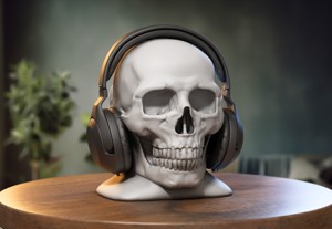 ROBOT SKULL HEADPHONE STAND, CYBORG HEADSET STAND, PERFECT GAMER GIFT, SCI-FI FANS GIFT, ROBOT SKULL HEADPHONE HOLDER A161 (2)