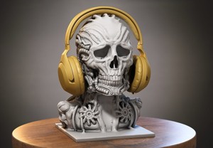 Skull robot Headphone Stand Cyborg skull robot Headset