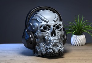 Robot Skull Headphone Stand Cyborg Headset Stand