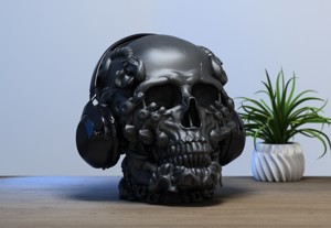 ROBOT SKULL HEADPHONE STAND CYBORG HEADSET STAND PERFECT GAMER GIFT SCI-FI FANS GIFT ROBOT SKULL HEADPHONE HOLDER A08 (1)