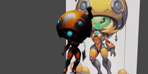  cartoon illustration of a robot with a large head