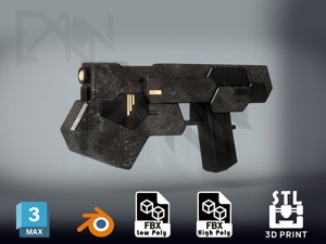Gundam Dynames GN Beam Pistol - Game-Ready - 3D-Printable