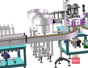 industrial 3D model bottle filling capping machine