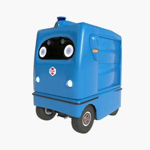 Japanese delivery robot Deliro with downward opening doors