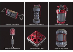 Cyberpunk granade and mine pack Red Combination