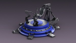 Hi-tech future pit robot robot arm science fiction future lab