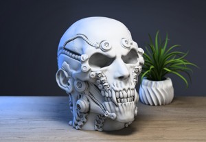 Robot skull human Headphone Stand