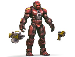 Cartoon Sci-Fi Cyborg Drone Heavy Machine Gunner