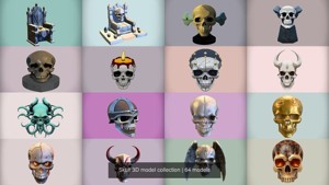 Skull 3D model collection for game ready
