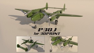 Airplane P38J for 3Dprint
