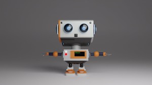 Sci-fi cute 3d robot model rigged and with dance animation