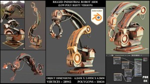 Rigged Industrial Robot Arm Rusty Version