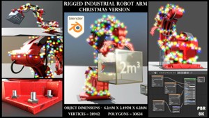 Rigged Industrial Robotic Arm Christmas Version