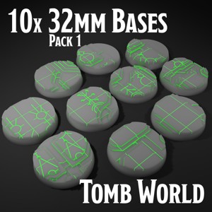 10 NECRON TOMB WORLD MINIATURE BASES - 32 MM - PACK 1