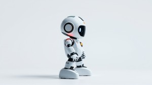 Stylish Toy Robot Assistant with Neon Indicators