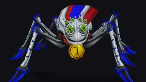 White Spider Robot Funny Cartoon Insect Parasite Beetle Lowpoly